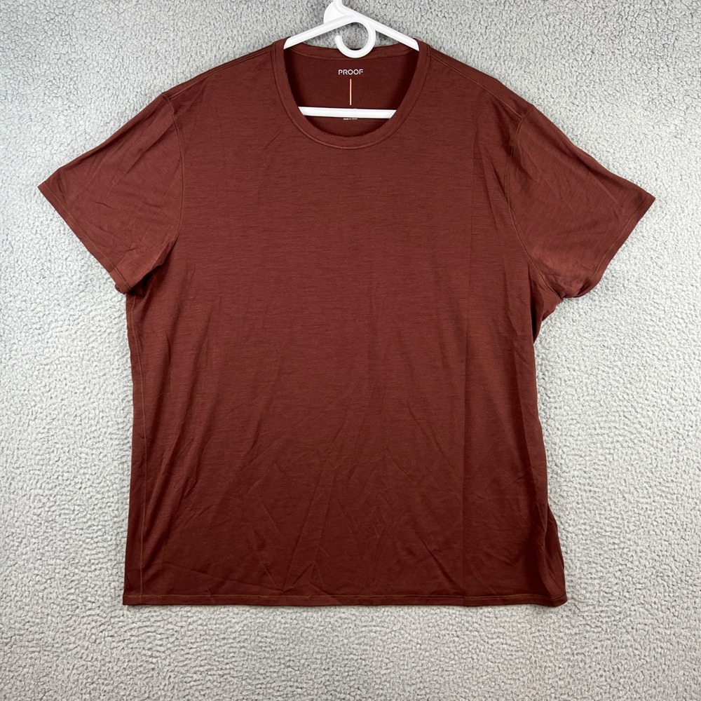Proof 72-Hour Merino Tee Mens XXL Rust Brown Classic Fit Wool Blend T-Shirt